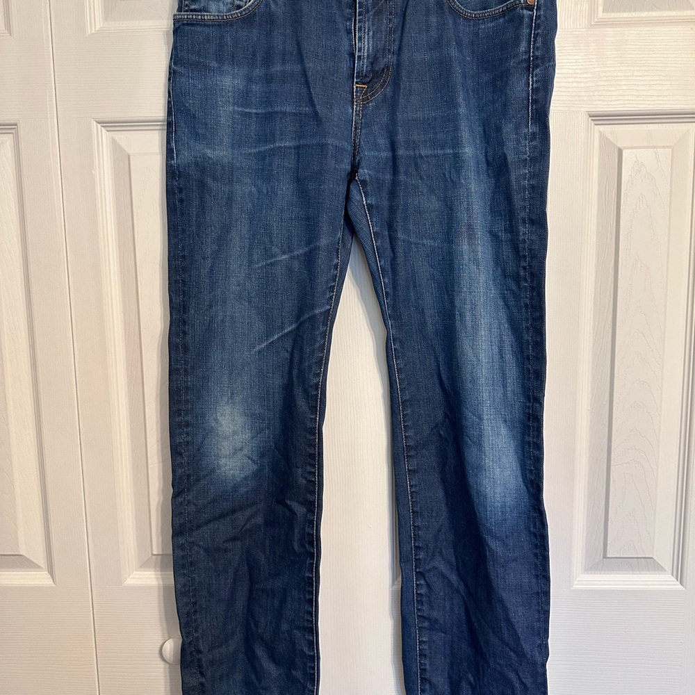 7 For All Mankind Men's Dark Blue Slimmy Straight Jeans 👖